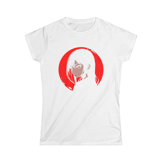 Anime-Inspired Women's Softstyle Tee - Stylish Graphic Tee with Bold Red Design