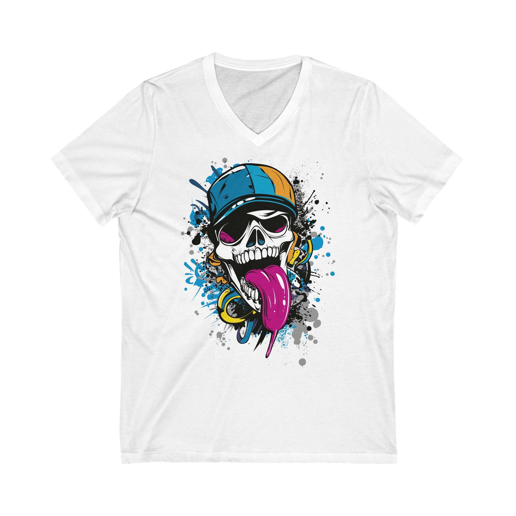 Skull V-Neck Tee for Bold Style Enthusiasts