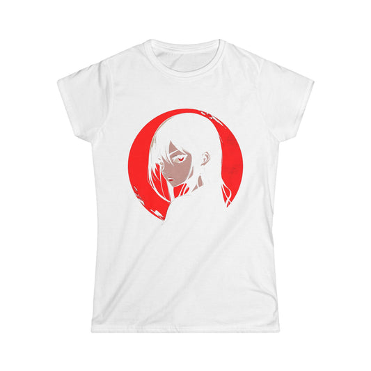 Anime-Inspired Women&#039;s Softstyle Tee - Stylish Graphic Tee with Bold Red Design