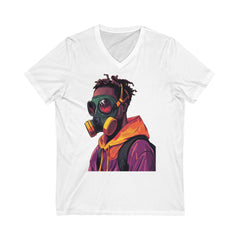 Street Style Unisex V-Neck Tee - Urban Vibe with Bold Graphic