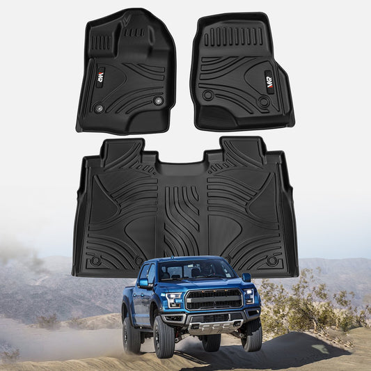 TPE All-Weather Floor Mats for Ford F150 2015–2025 (3PCS, No Fold-Flat Storage)