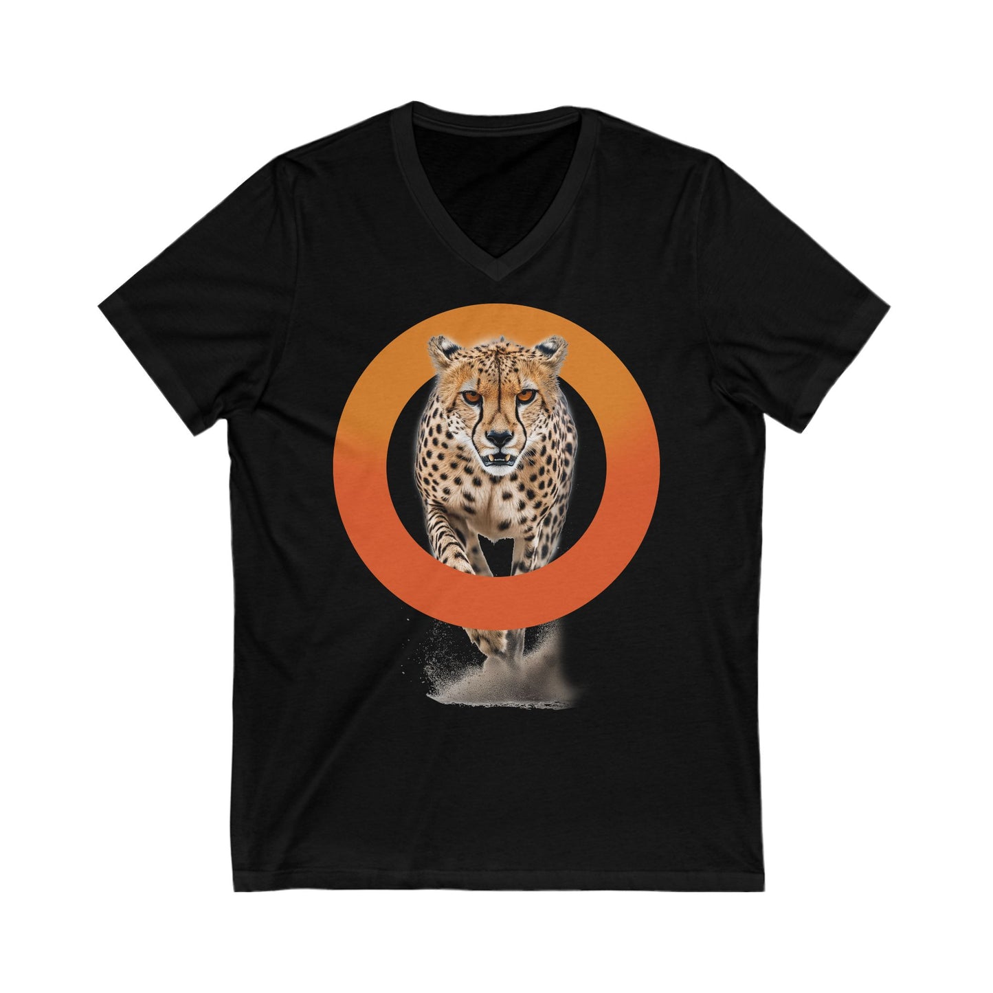 Cheetah Running V-Neck Tee - Unisex Short Sleeve Shirt