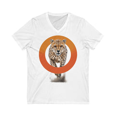 Cheetah Running V-Neck Tee - Unisex Short Sleeve Shirt