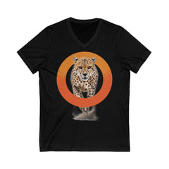 Cheetah Running V-Neck Tee - Unisex Short Sleeve Shirt