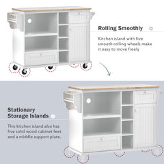 Kitchen Island Cart With Storage Cabinet And Two Locking Wheels