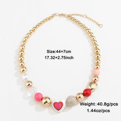 Fashion Original Design Heart Peach Pearl Combination Bracelet Suit