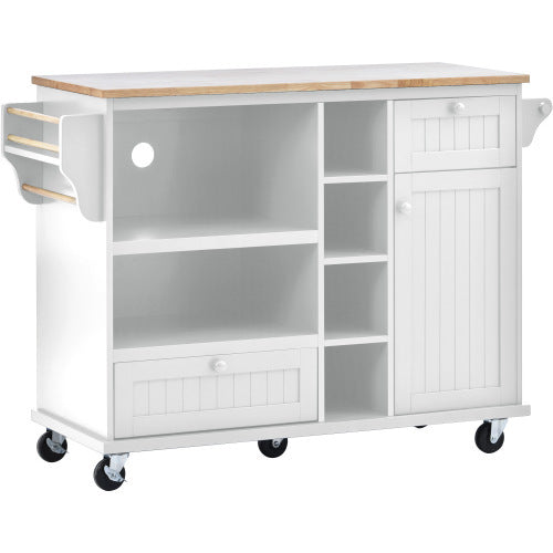 Kitchen Island Cart With Storage Cabinet And Two Locking Wheels
