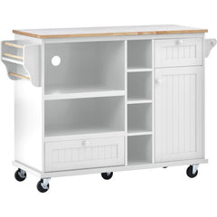 Kitchen Island Cart With Storage Cabinet And Two Locking Wheels