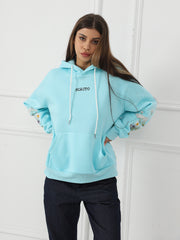 Women's Solid Color Floral Long Sleeved Sweatshirt