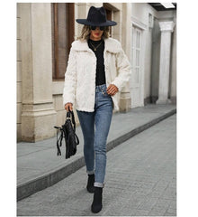 Double-sided Plush Large Lapel Casual Cardigan Coat Women