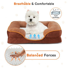 Memory Foam Pet Bed For Small Dogs And Cats With Washable And Removable Lid, Non-slip Base, Waterproof Padding, Egg Crate Foam, Improved Sleep, Brown, Medium