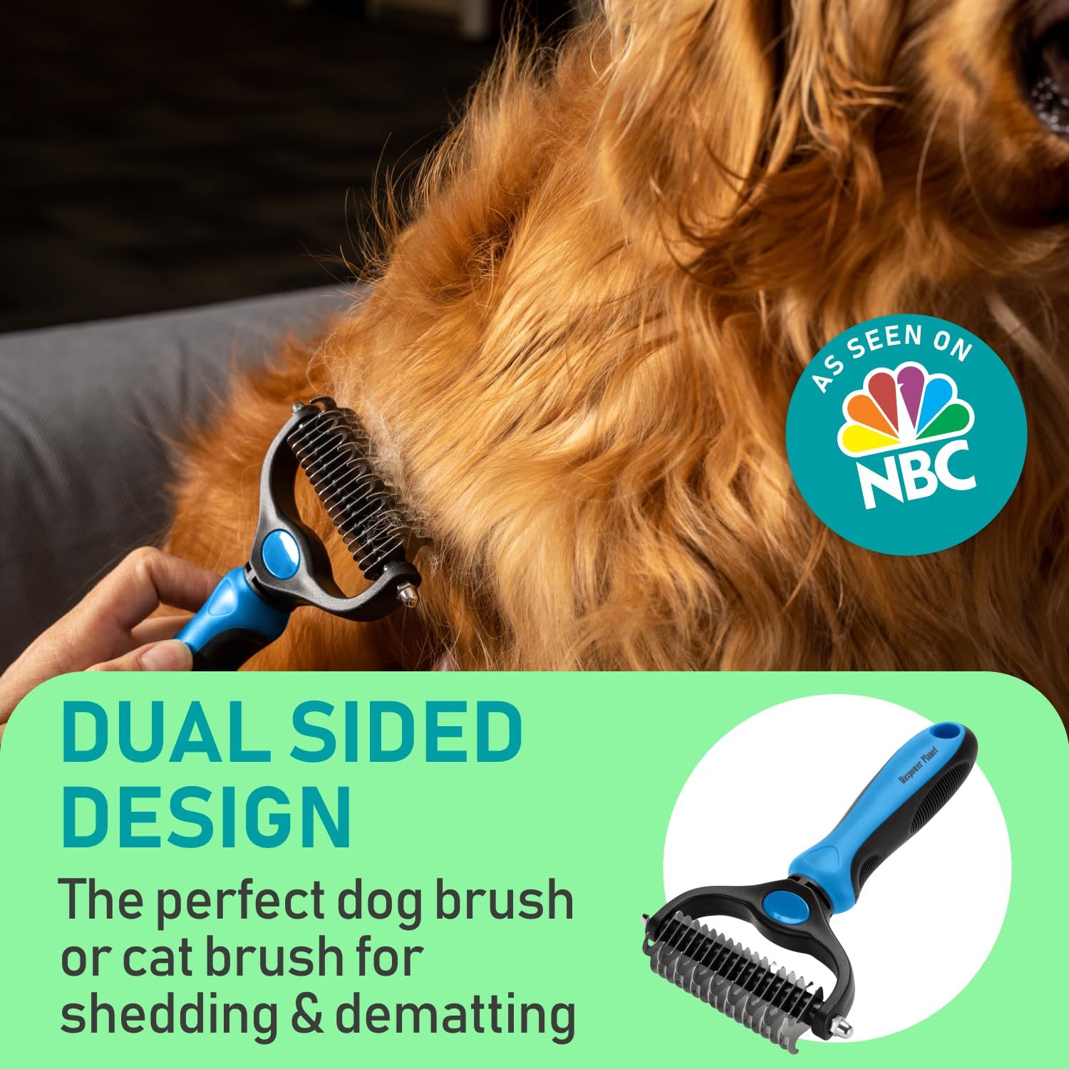 Pet Grooming Brush,Double Sided Hair Removal, Undercoat Removal Rake For Dogs, Cats,xtra Wide Dog Grooming Brush, Hair Removal Dog Brush, Cat Brush