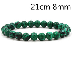 Classic Black Matte Green Malachite Bracelets Suitable Women Men Elastic Strand Jewelry