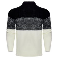 Men's Casual Color Block Long Sleeve Cable Knit Pullover Sweater