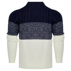 Men's Casual Color Block Long Sleeve Cable Knit Pullover Sweater